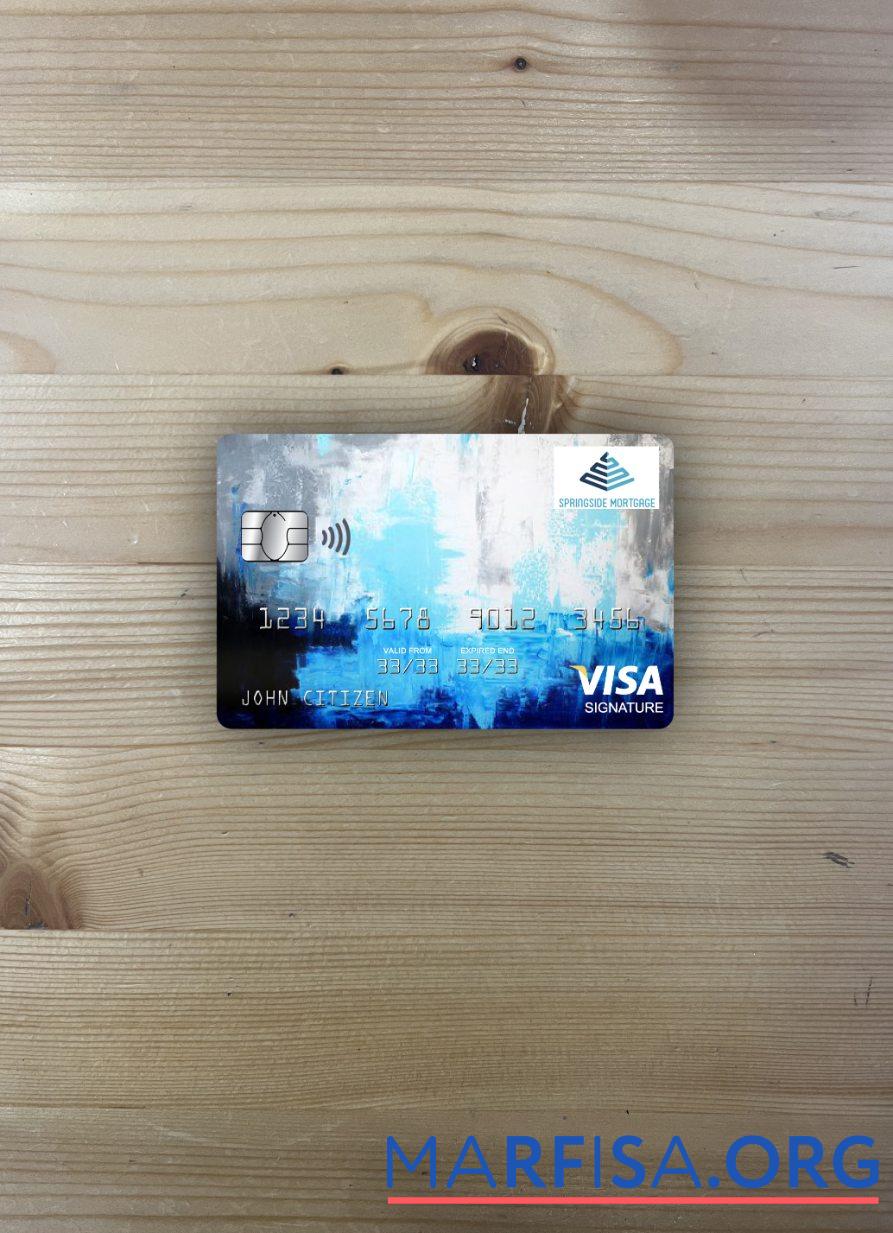 Printable USA Springside Mortgage bank visa signature card photolook front sample